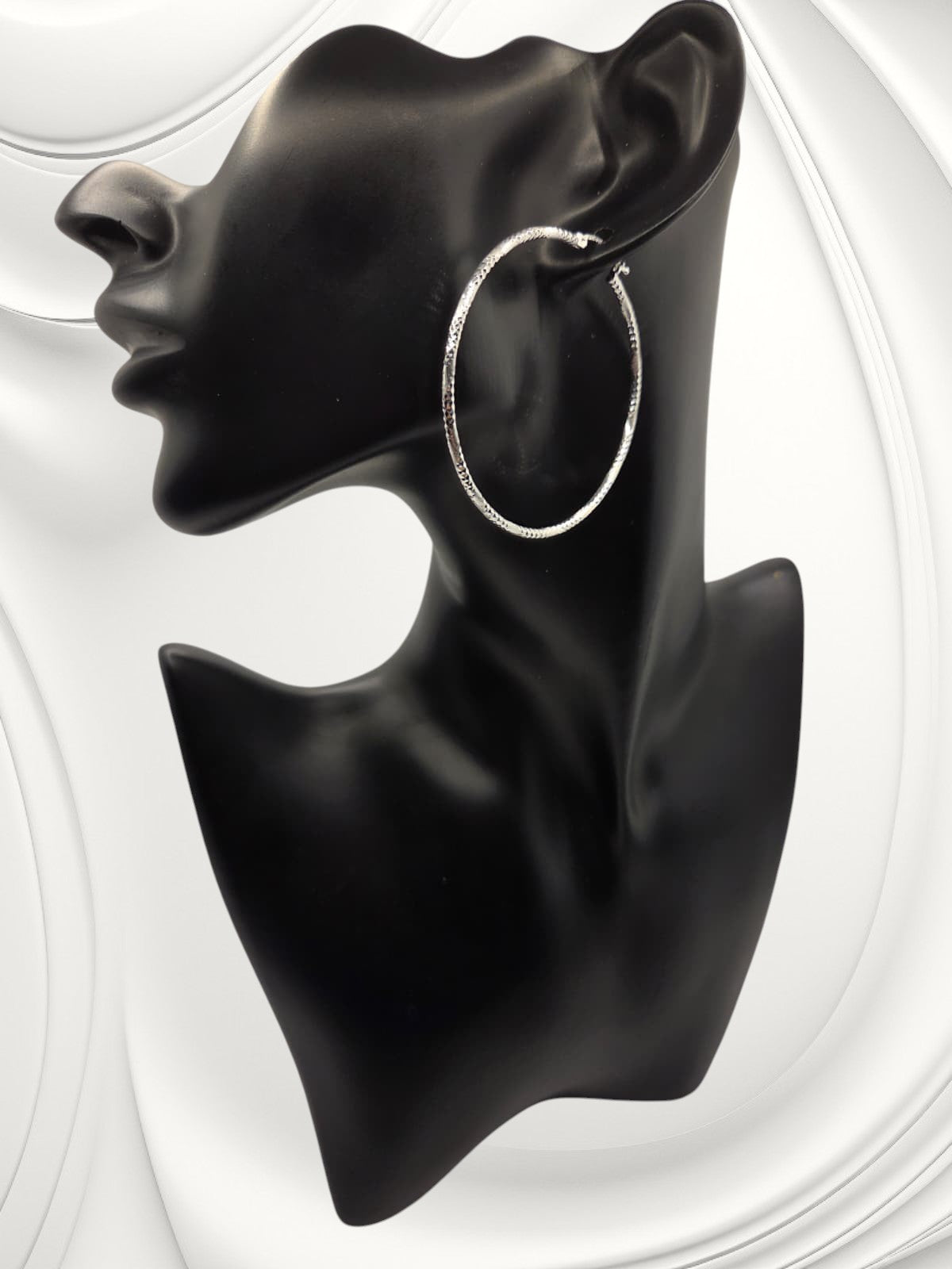 Argollas Diamantadas Plata 925 Italiana (5 cm)