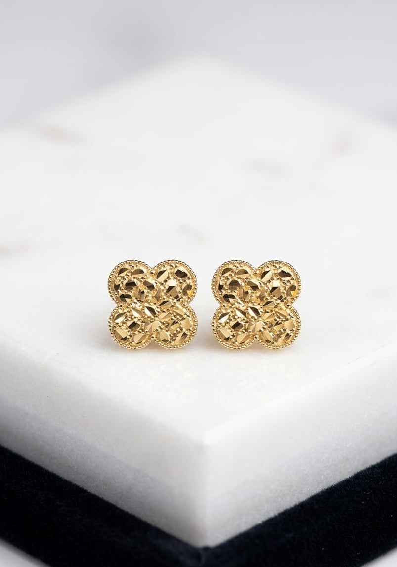 Zarcillos de oro 18k  Trébol de cuatro hojas