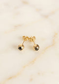 18k yellow gold earrings with dark stone