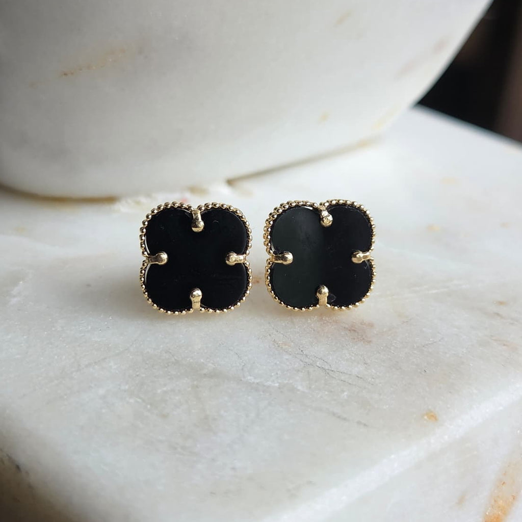 Jewelry Sets Trébol Negro en Oro 18K (Aretes, Dije, Cadena y Pulsera)