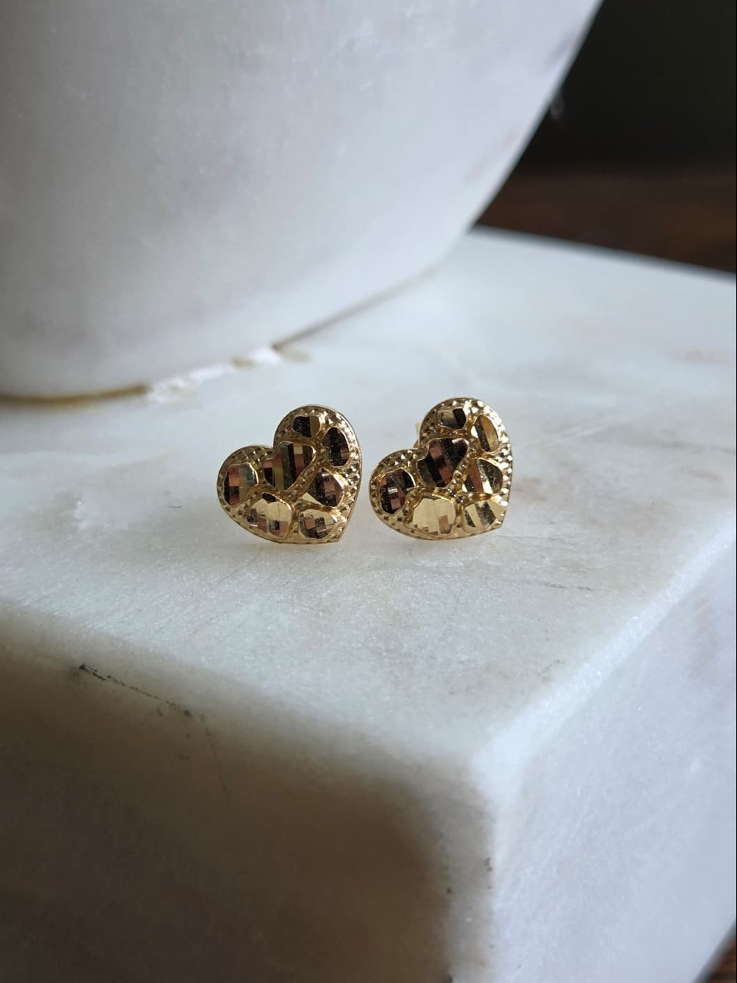 Aretes de oro 18K Corazón Diamantado