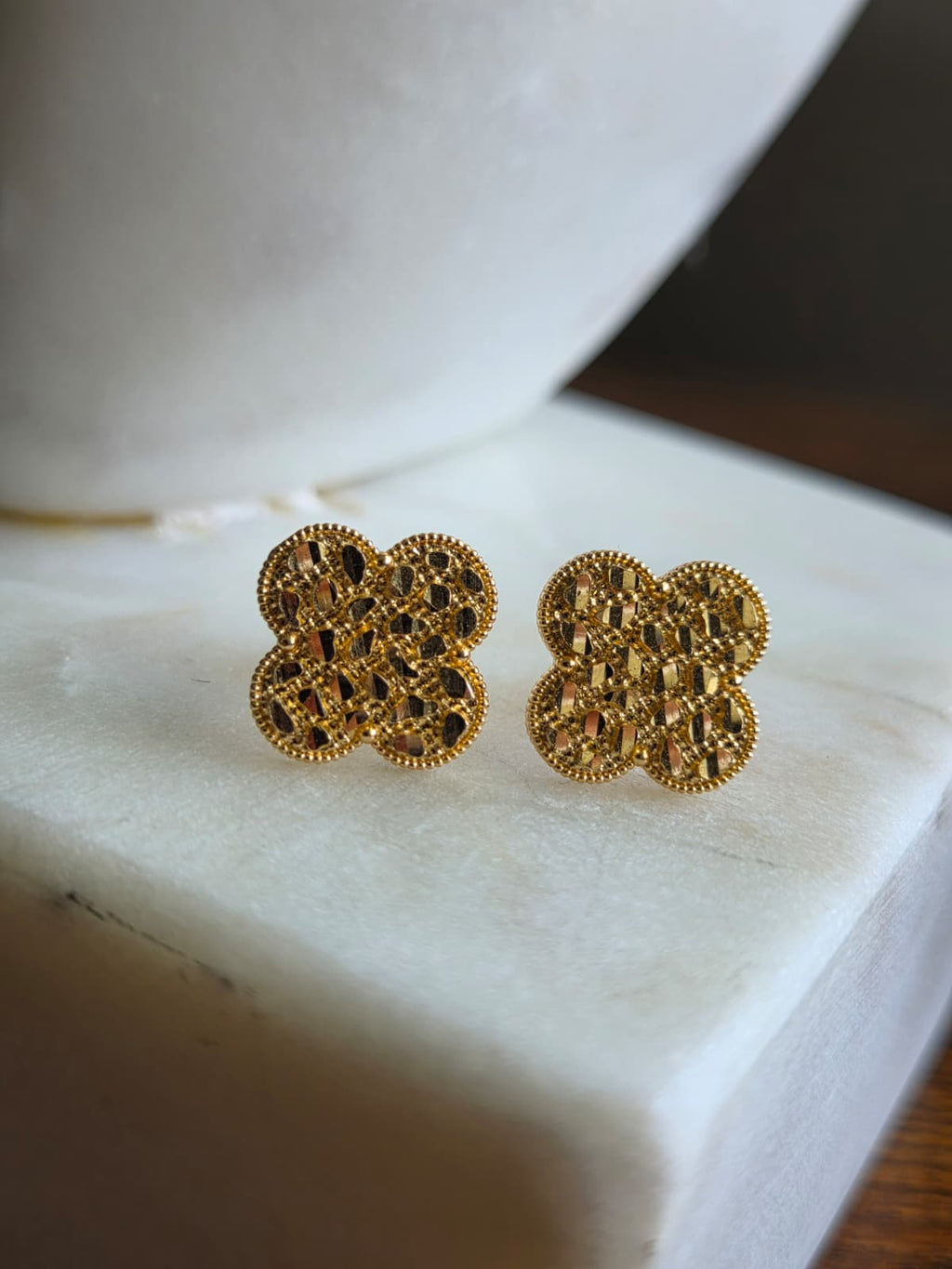 Aretes de Oro 18k  Trébol de Cuatro Hojas