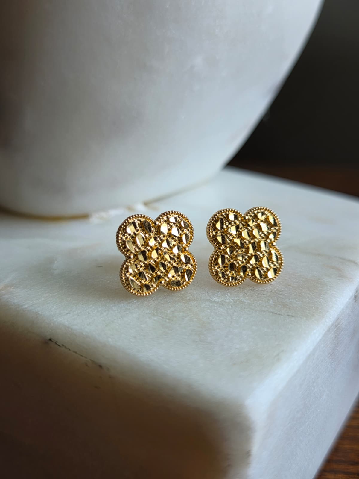 Aretes de Oro 18k  Trébol de Cuatro Hojas