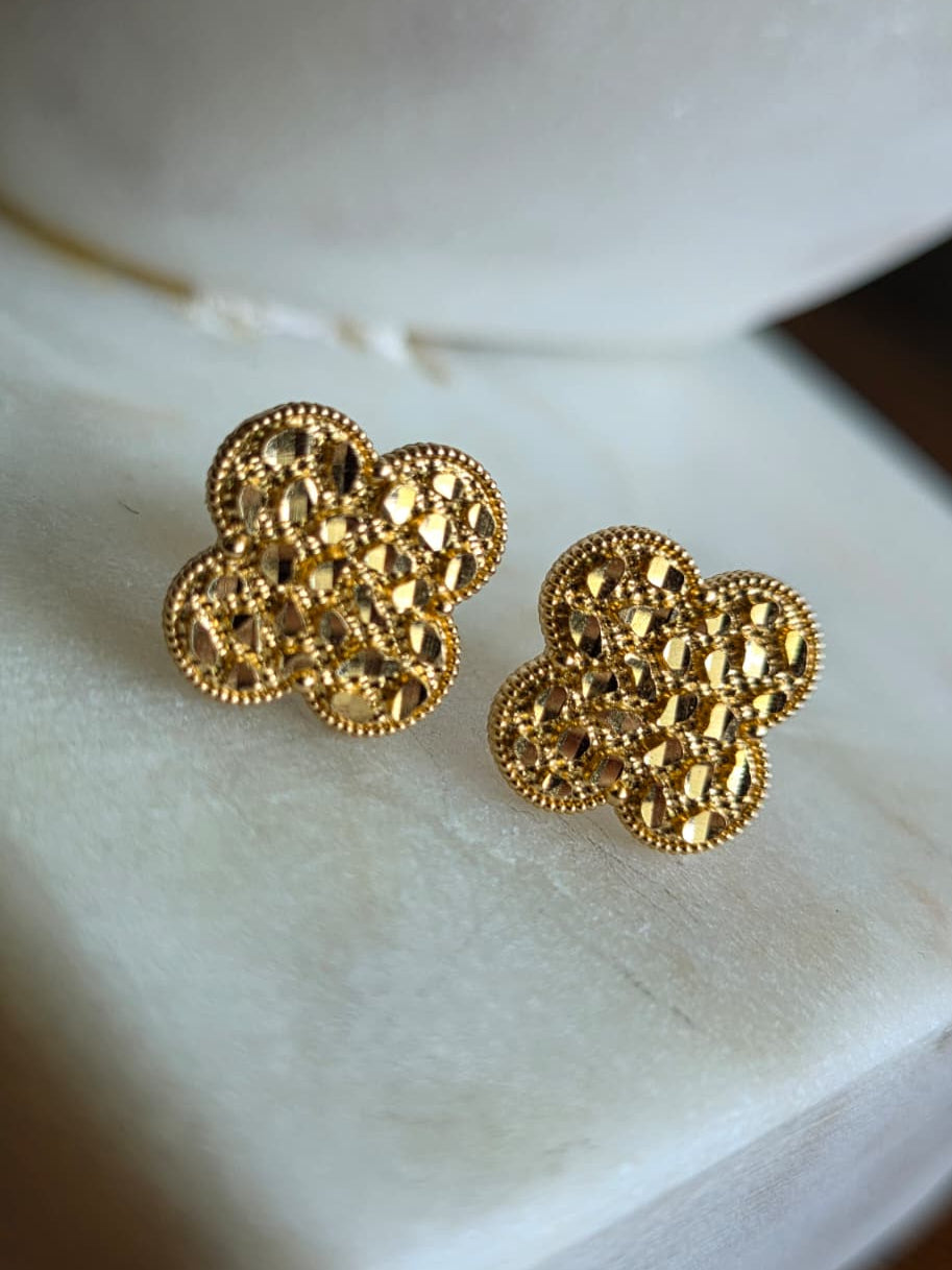 Aretes de Oro 18k  Trébol de Cuatro Hojas