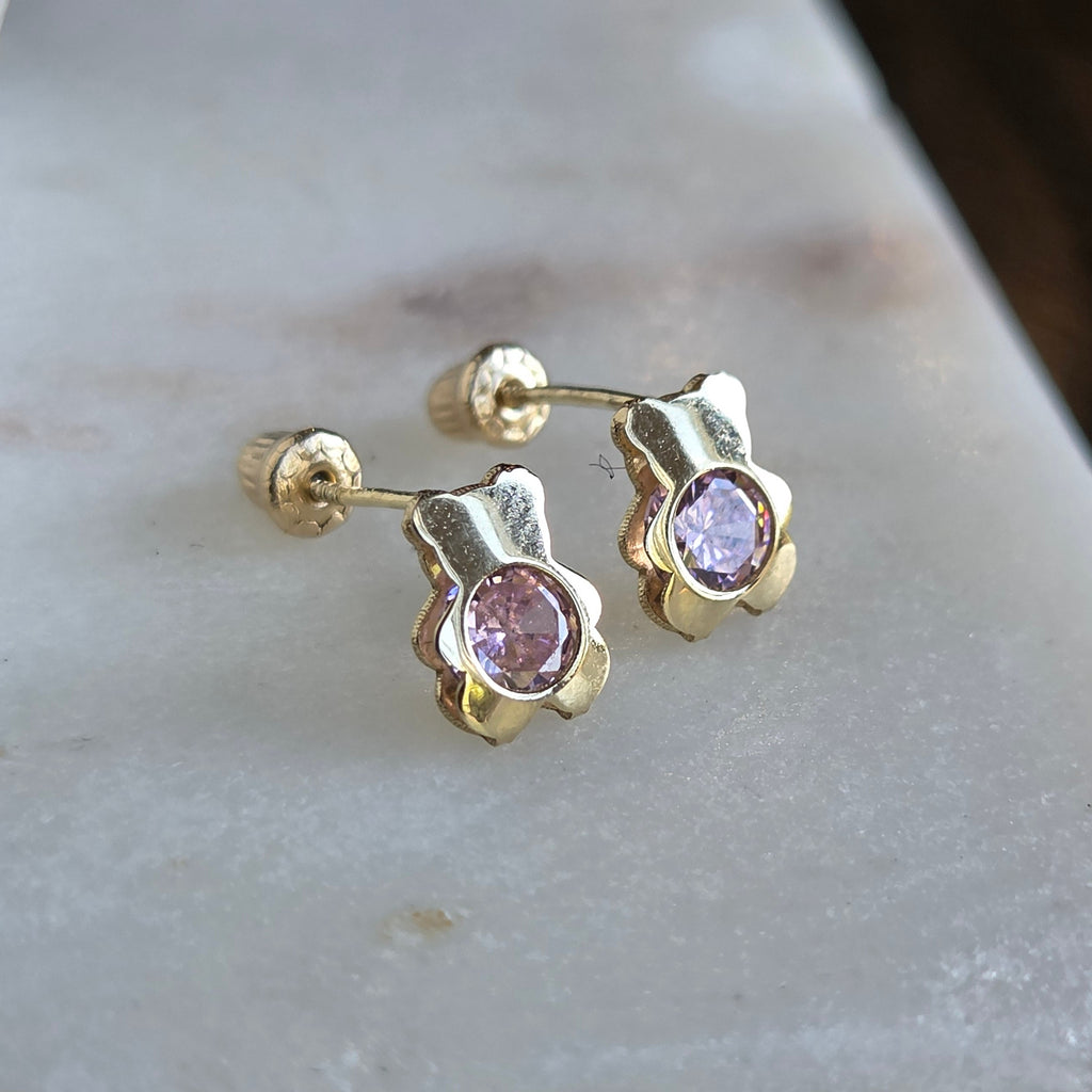 Aretes de Osito en Oro 14K
