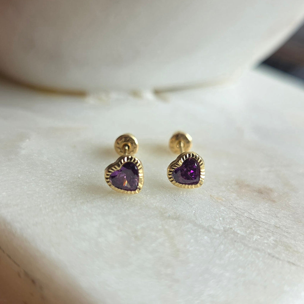 Aretes de Corazon en Oro 14K