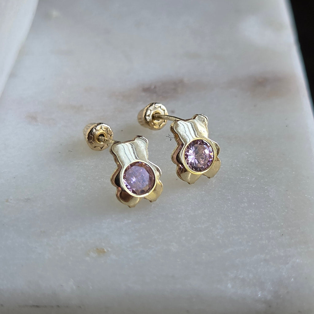 Aretes de Osito en Oro 14K