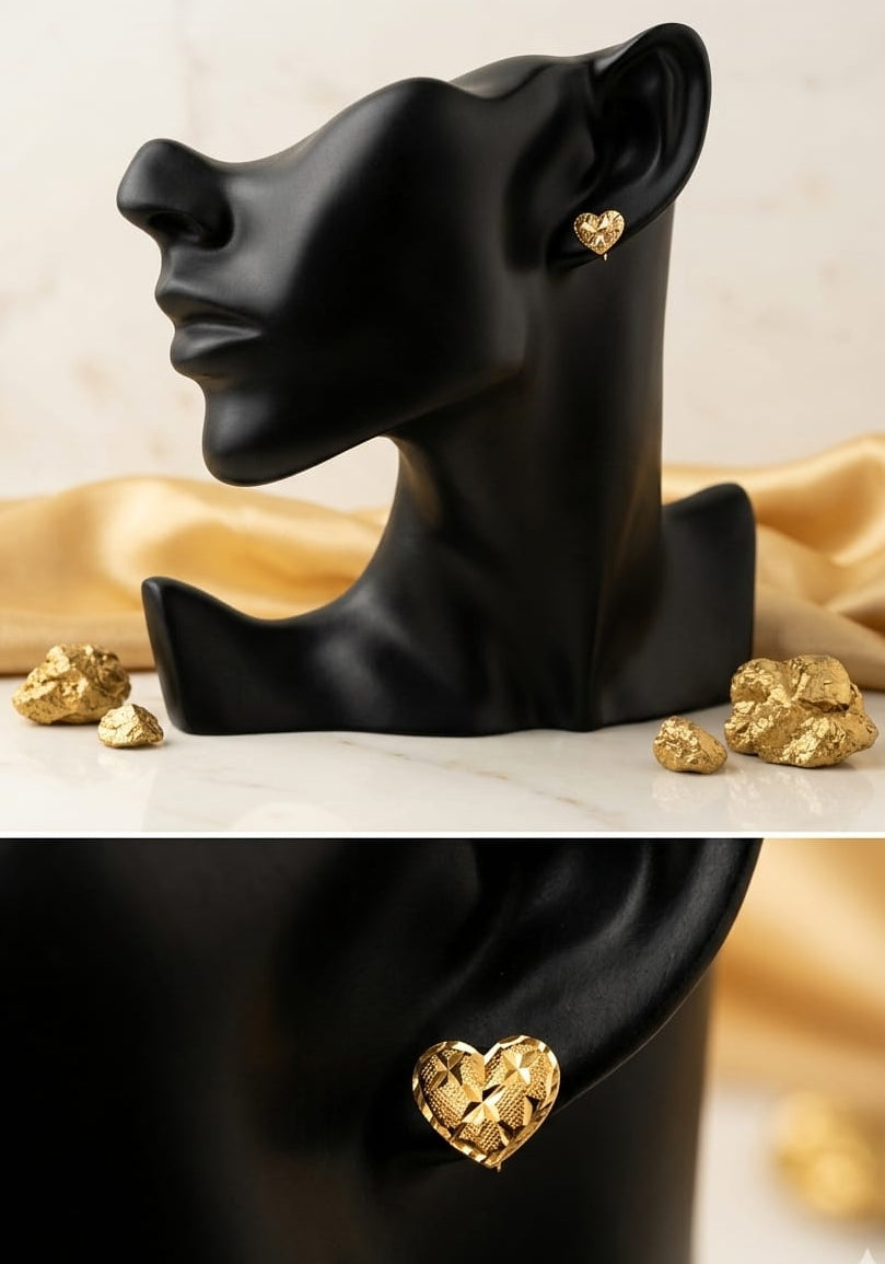 Zarcillos de oro 18k Corazón Diamantado