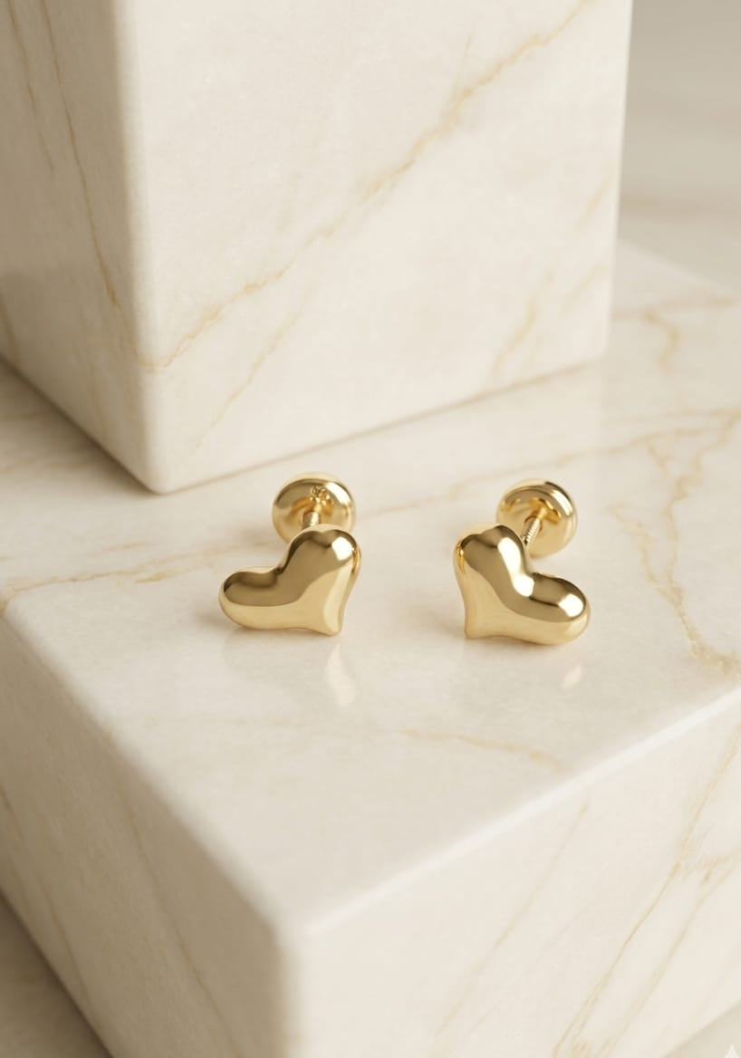 Zarcillos corazón oro 18k
